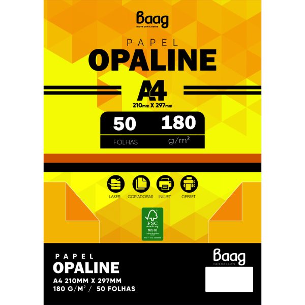 PAPEL A4 OPALINE BRANCO 240 G/M² – 50 FLS