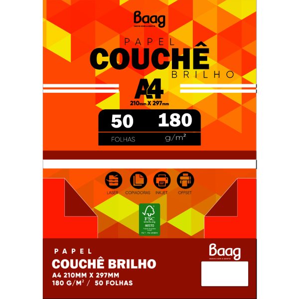 PAPEL A4 COUCHE FOSCO 180 G/M² – 50 FLS