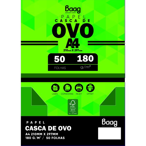 PAPEL A4 CASCA DE OVO BRANCO 180 G/M² – 50 FLS