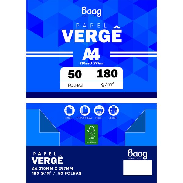 PAPEL A4 VERGE BRANCO 120 G/M² – 50 FLS