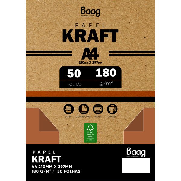 PAPEL A4 KRAFT 180 G/M² – 50 FLS