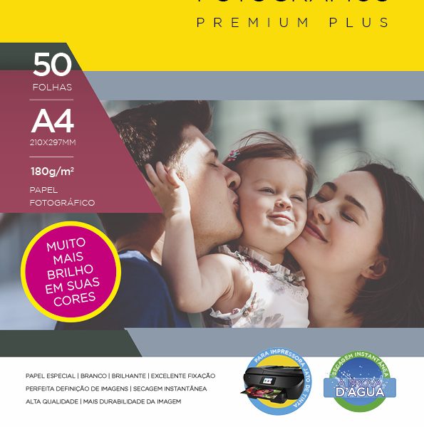 PAPEL FOTOGRÁFICO PREMIUM 180G - PCOTE C/ 50 FOLHAS