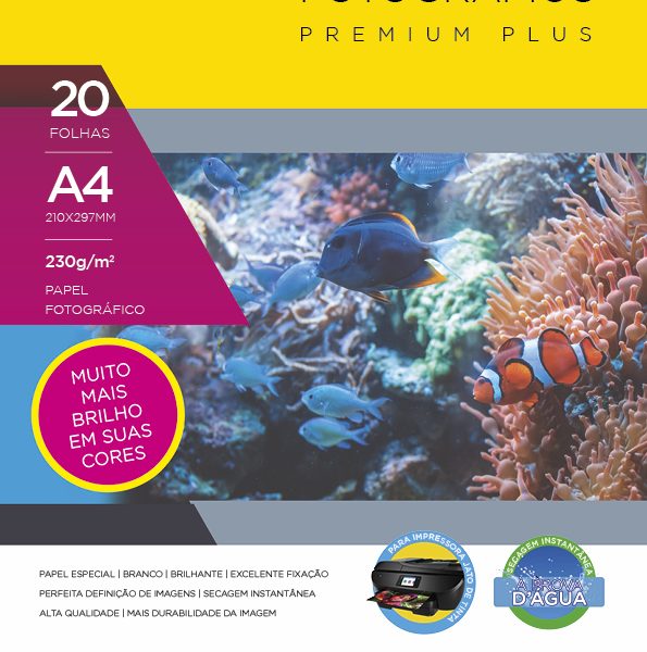 PAPEL FOTOGRÁFICO PREMIUM 230G - PACOTE C/ 20 FOLHAS