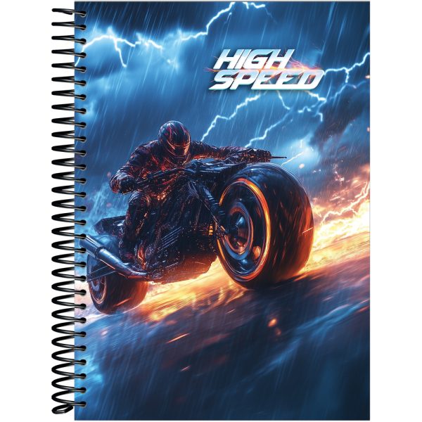 CADERNO ESPIRAL HIGH SPEED UNIV.  CAPA DURA – 160 FOLHAS