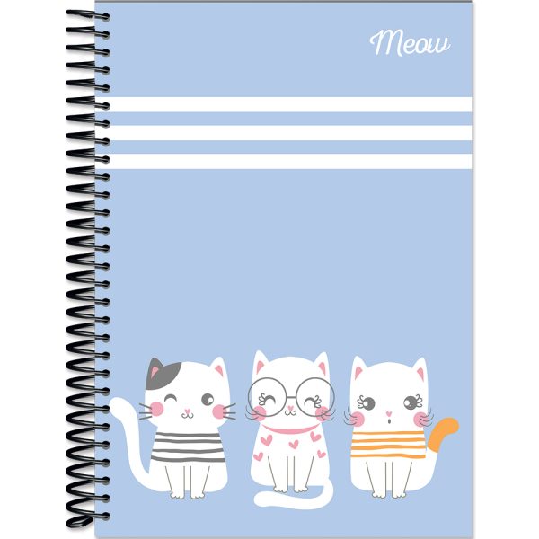 CADERNO ESPIRAL CAPA DURA UNIVERSITÁRIO 10 MATÉRIAS MEOW - 160 FOLHAS