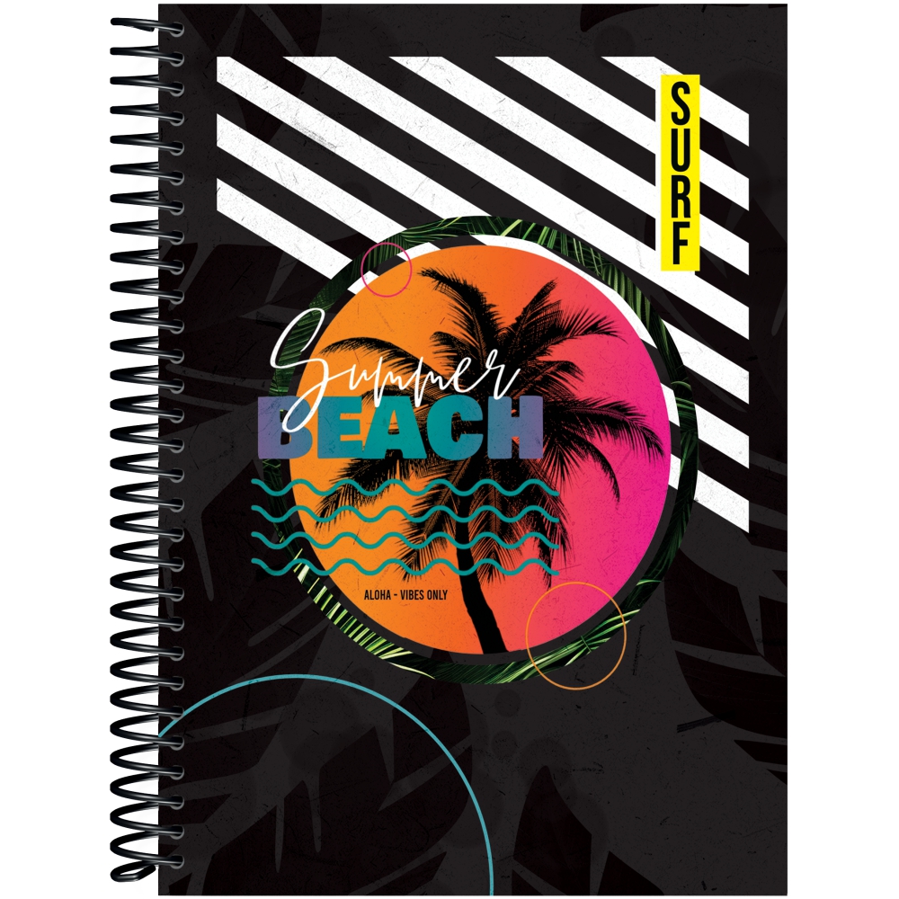 CADERNO ESPIRAL CAPA DURA UNIVERSITÁRIO 1 MATÉRIA BEACH 96 FOLHAS
