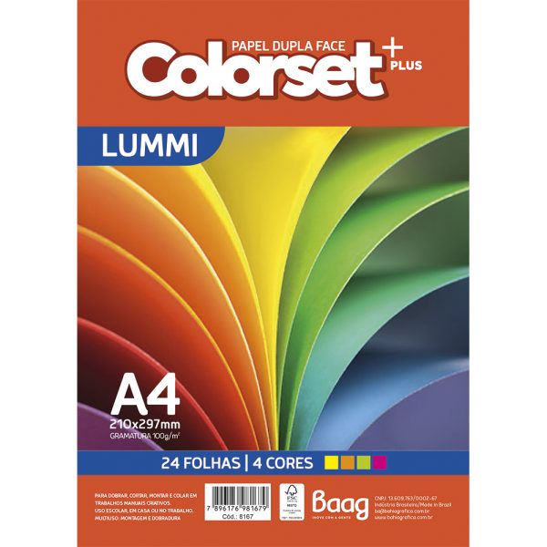 PAPEIS A4 COLORSET LUMMI – 24 FLS