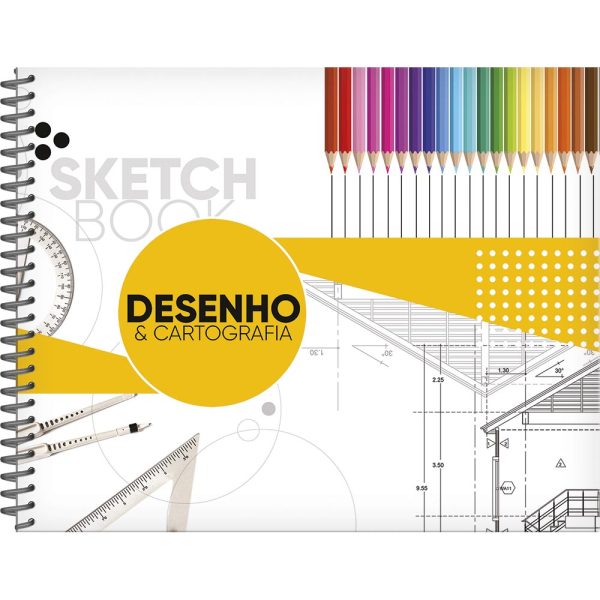 CADERNO CARTOGRAFIA E DESENHO ESPIRAL CAPA DURA POP 60 FOLHAS