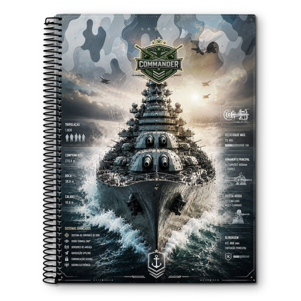 CADERNO ESPIRAL UNIVERSITÁRIO COMMANDER CD 15X1 - 240 FOLHAS