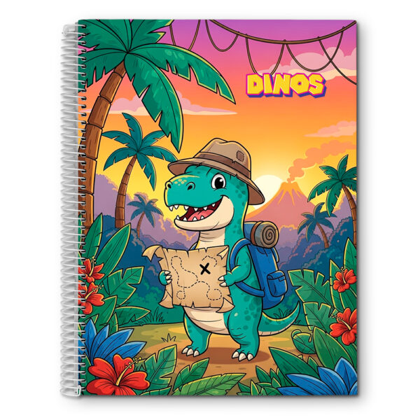 CADERNO ESPIRAL 1/4 DINOS CD - 80 FOLHAS