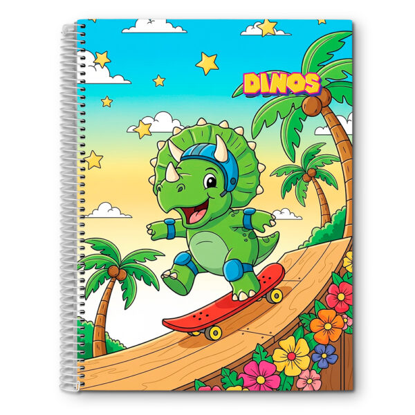 CADERNO ESPIRAL UNIV. DINOS 1X1 CD - 80 FOLHAS