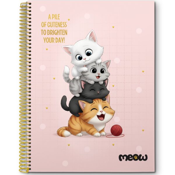 CADERNO ESPIRAL  MEOW UNIV. CD 1X1 - 80 FOLHAS