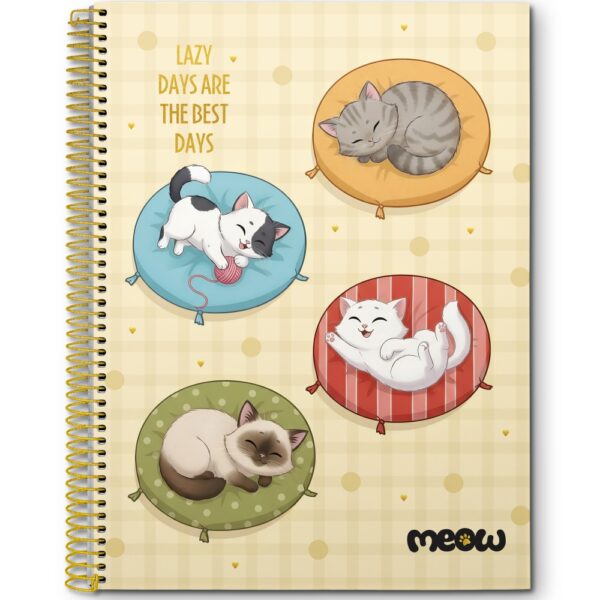 CADERNO ESPIRAL MEOW UNIV. CD 10X1 - 160 FOLHAS